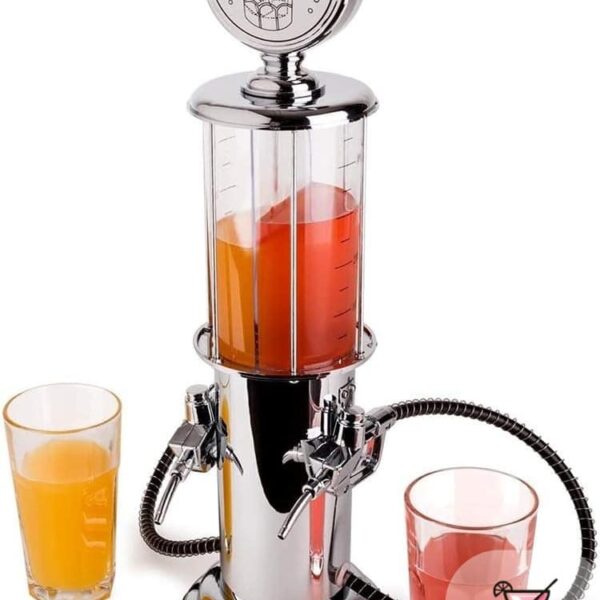 Distributeur de boisson avec deux pompes en acier inoxydable et verre pour visualiser les boissons