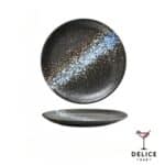 Assiettes noires motifs éclaboussures