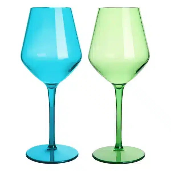 Set 2 verres à vin colorés en plastique