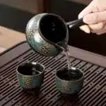 Service à thé chinois en céramique bleue – Set complet avec théière, verseuse et 6 tasses 4