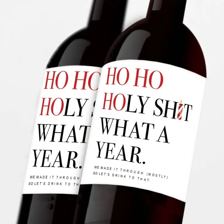 Etiquettes bouteille de vin humoristique Noel x6 4