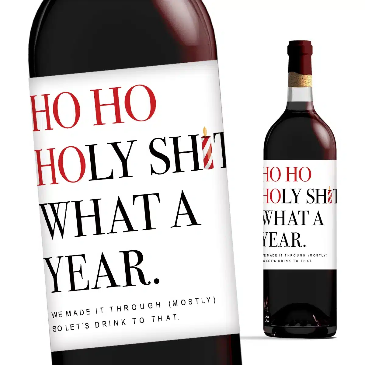 Etiquettes bouteille de vin humoristique Noel x6 1
