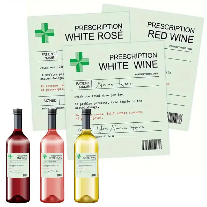 Étiquettes pour bouteille de vin - Prescription Vin – kit fun x6 1