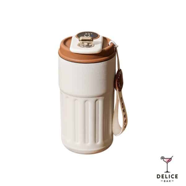 Tasse thermos café affichage LED avec anse - blanc café