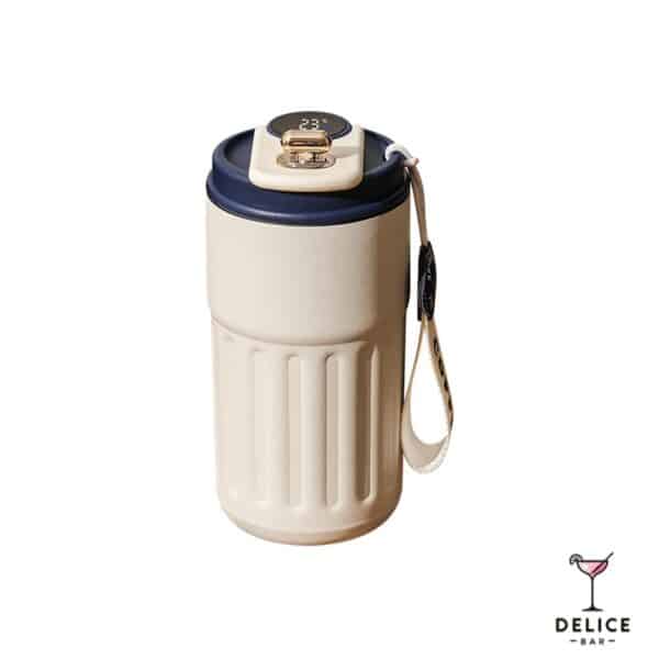 Tasse thermos café affichage LED avec anse - bleu
