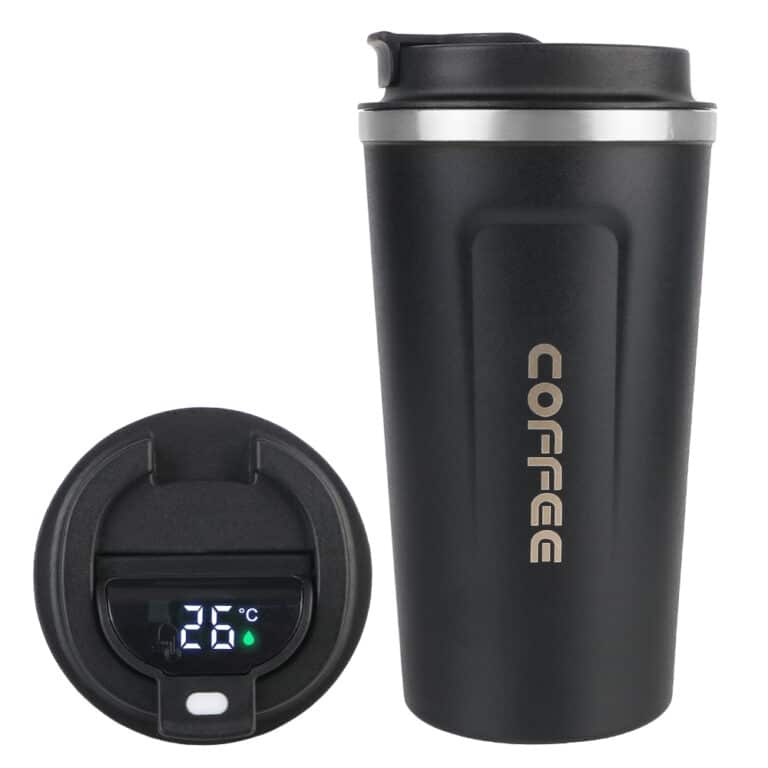 Tasse thermos café affichage LED - noir
