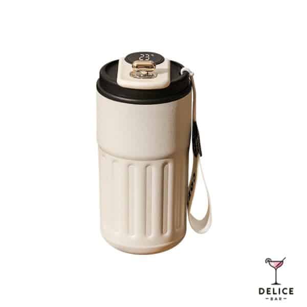 Tasse thermos café affichage LED avec anse - noir