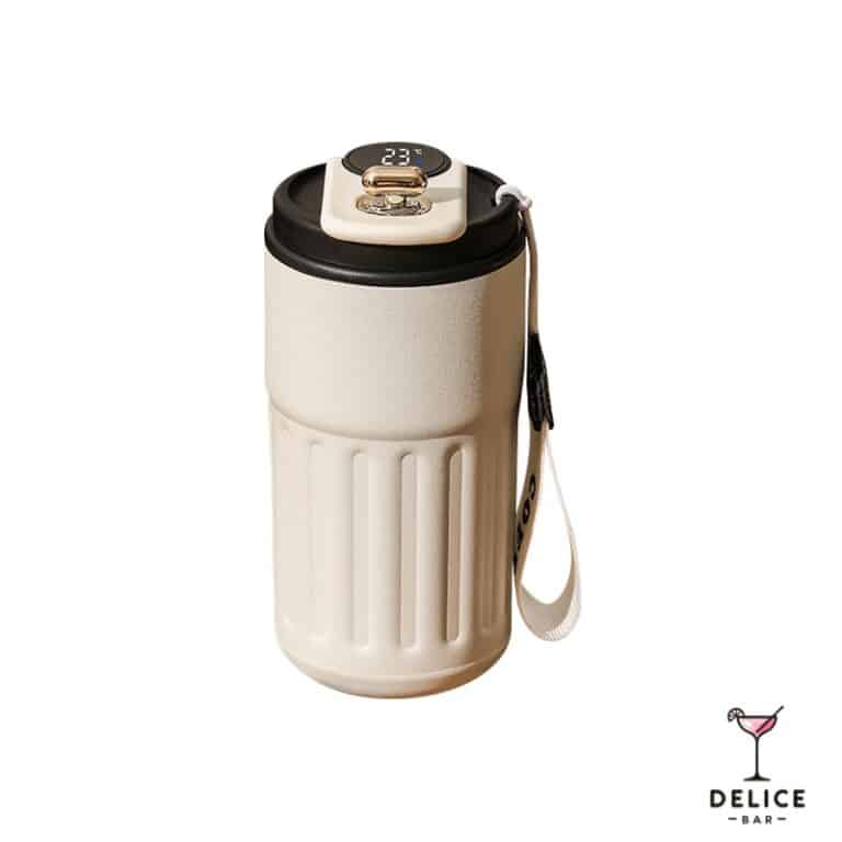 Tasse thermos café affichage LED avec anse - noir