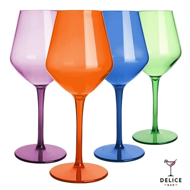 Coffret 4 verres à vin colorés en plastique