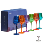 Coffret 6 verres à vin colorés en plastique