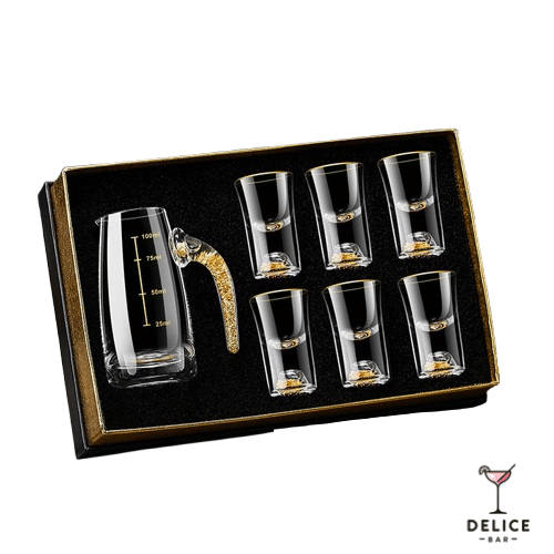Kit verres a shooter + verseur avec feuille d'or