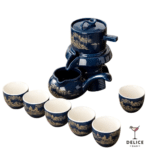 Service à thé chinois en céramique bleue – Set complet avec théière, verseuse et 6 tasses