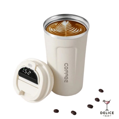 Tasse thermos café affichage LED - blanc