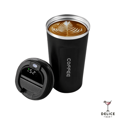Tasse thermos café affichage LED - noir