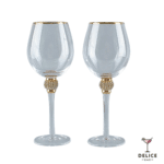 Set de verre à vin liseré or et pied strass