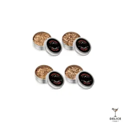 Schéma éclaté du fumoir à cocktail montrant couvercle, copeaux de bois, filtre et base en bois Délice Bar
