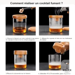Quatre boîtes de copeaux de bois cerisier, pécan, pommier et chêne pour fumoir à cocktail Délice Bar