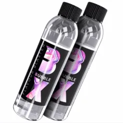 Deux flacons transparents de liquide à bulles Flavour Blaster Bubble X bouchons noirs 180 ml