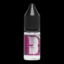 Flacon compte-gouttes arôme rose sur fond noir étiquette rose pétales Flavour Blaster 10 ml