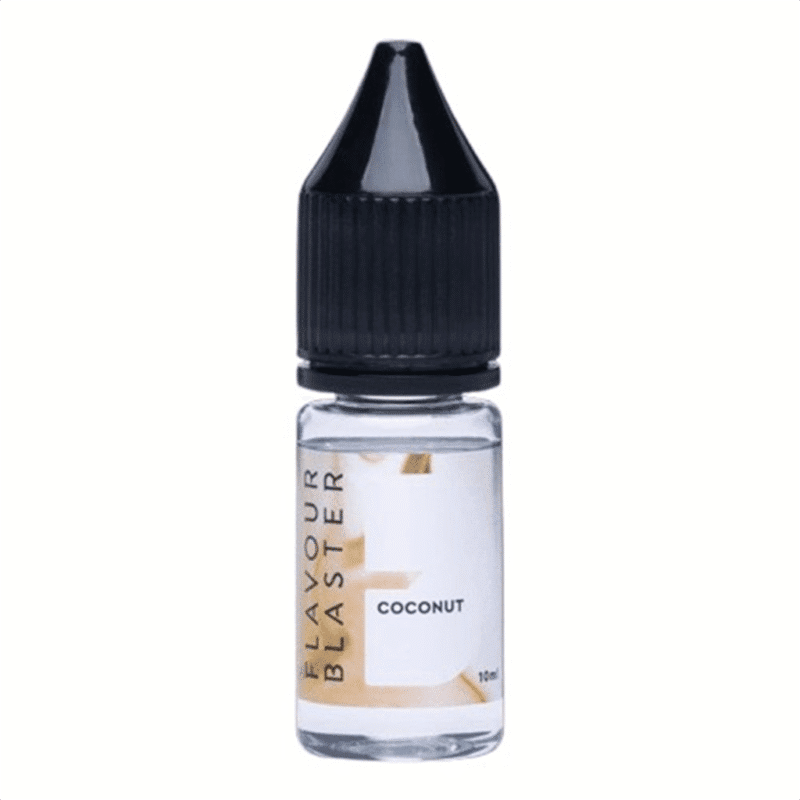 Flacon compte-gouttes arôme Coco Flavour Blaster 10 ml, étiquette blanche et dorée, pour bulles de cocktails