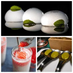 White mint spheres, red pearls on a drink and green caviar: ways to use citrate
