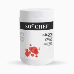 White jar of SOSA calcium powder for cocktail spherification with black calcium powder label