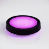 Dessous de verre LED lumineux rond noir antidérapant éclairé en rose, support compact pour cocktails