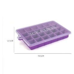 Moule à glaçons 24 compartiments cubiques violet avec couvercle transparent ICE CUBES dimensions 19,5 x 12,5 cm
