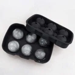Moule à glaçons sphériques 6 compartiments en silicone noir avec boules de glace rondes 4,5 cm démoulées