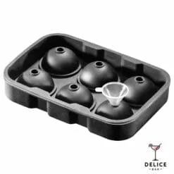 Moule à glaçons ronds 6 alvéoles en silicone noir Délice Bar avec petit entonnoir de remplissage