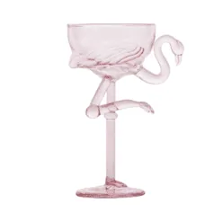 Verre à cocktail soufflé main en forme de flamant rose translucide sur pied fin, 175 ml
