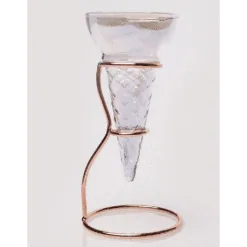 Verre à bulle en forme de cornet de glace 150 ml sur support spirale en métal cuivré