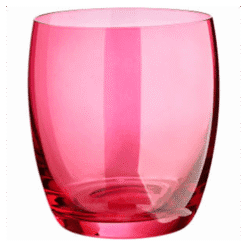 Gobelet en cristallin soufflé rose intense de forme arrondie 45 cl, stable et compatible lave-vaisselle