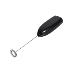 Mousseur à lait électrique noir à manche avec fouet spirale en acier inoxydable