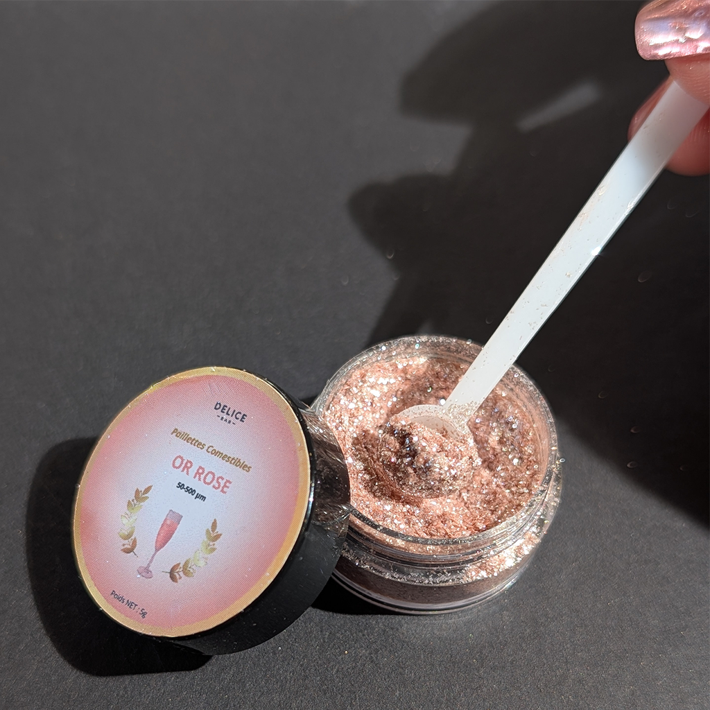 Paillettes Comestibles Cocktail Sans Goût - Or Rose