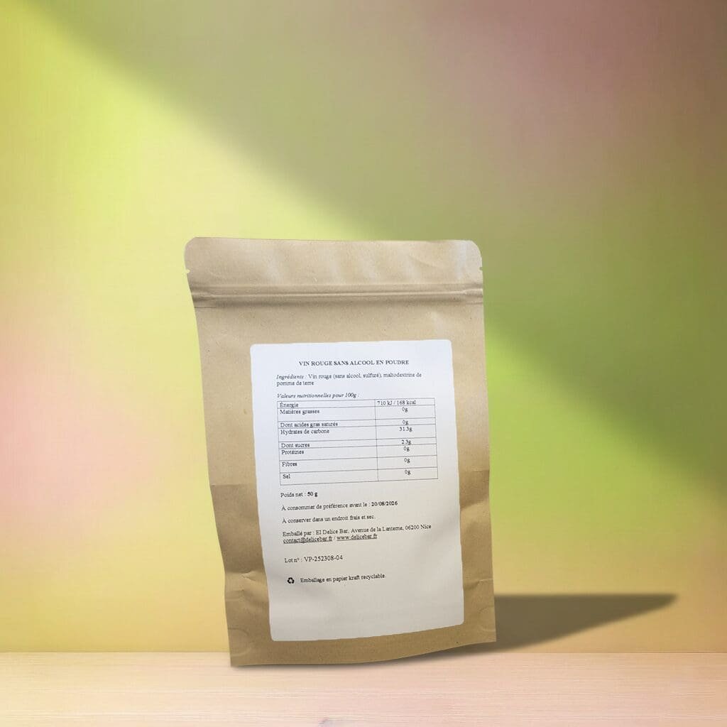 Vin en poudre rouge sans alcool 50g