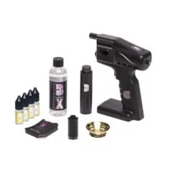 Kit Flavour Blaster Pro 2.5 noir avec pistolet, fioles d'arômes, flacon bulles, câble USB-C et coupelle dorée