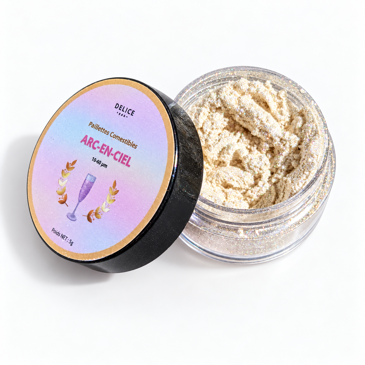 Iridescent Rainbow Edible Cocktail Glitter – Flavourless, 5 g Jar