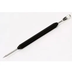 Penna per latte art a doppia punta in acciaio inox con manico nero antiscivolo per disegni sulla schiuma del caffè