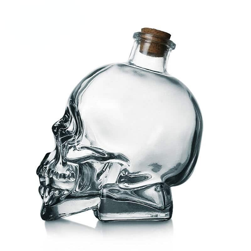 Carafe à whisky tête de mort – verre transparent sculpté