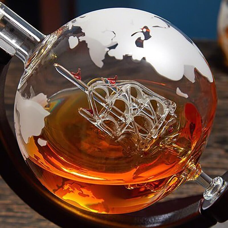 Carafe à whisky globe terrestre – support pivotant