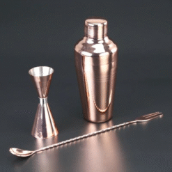 Kit cocktail Cobbler rose gold 4 pièces – acier inoxydable – vue 2