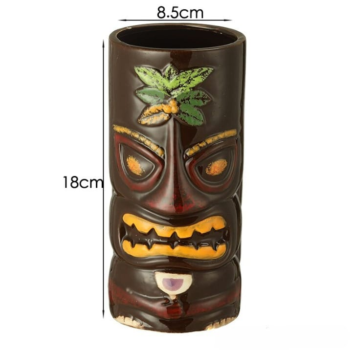 Coffret de 4 verres Tiki – masques polynésiens assortis