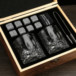 Coffret whisky en bois – 2 verres et 8 pierres – vue 2