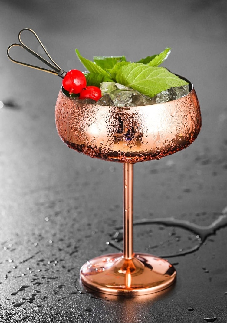 Verre à cocktail Coupe Cuivre – présentation spectaculaire