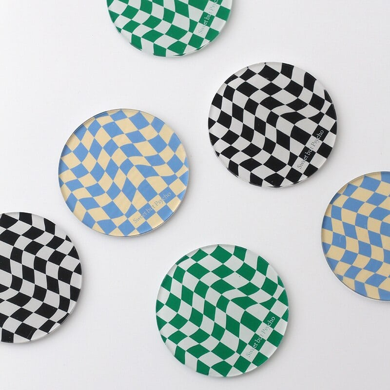 Lot de 6 dessous de verre rétro – motifs graphiques colorés