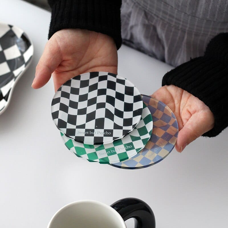 Lot de 6 dessous de verre rétro – motifs graphiques colorés