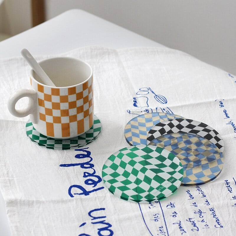 Lot de 6 dessous de verre rétro – motifs graphiques colorés