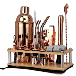 Kit cocktail Cobbler rose gold avec pierres à whisky – vue 1
