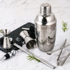 Kit barman inox avec pailles et double doseur – vue 1